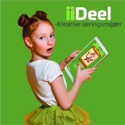 iiDeel lærings app pige holder en iPads med Iideel lærings app